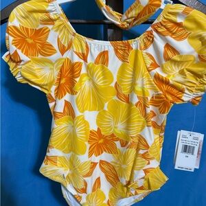 Jessica Simpson Kids Swim One Piece - Yellow and Orange Floral